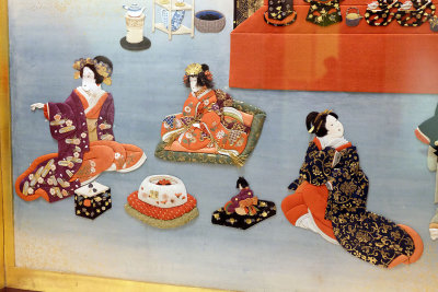 Paravent  deux panneaux reprsentant un jeu de poupes de la fte des filles (1862), dtail - muse municipal de Nagoya - 1058
