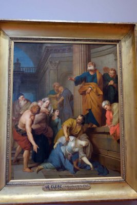 Sbastien II Leclerc - La mort de Saphire devant St Pierre (1718), glise St Germain des Prs - Louvre - 9578