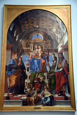 Virgin and Child Enthroned with Saints and Angels (1499) - Bartolomeo Montagna - 0313