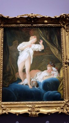 Deux femmes sur un lit jouant avec deux chiens, ou Le Lever (vers 1770) - Jean-Honor Fragonard - Collection Resnick - 7615