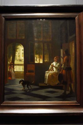 Man Handing a Letter to a Woman in the Entrance Hall of a House (1670) - Pieter de Hooch - 4440