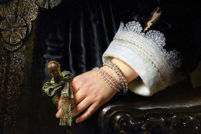 Portrait of a Woman, Possibly Maria Trip (1639), detail - Rembrandt van Rijn - 4624