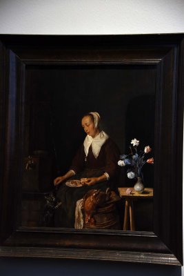 Woman Eating, Known as The Cats Breakfast (1661-1664) -  Gabril Metsu - 4794