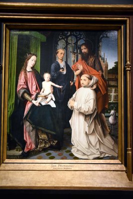 Virgin and Child Enthroned, with Sts Jerome & John the Baptist & a Carthusian Monk (1510) - Jan Provoost (attributed to) - 4977