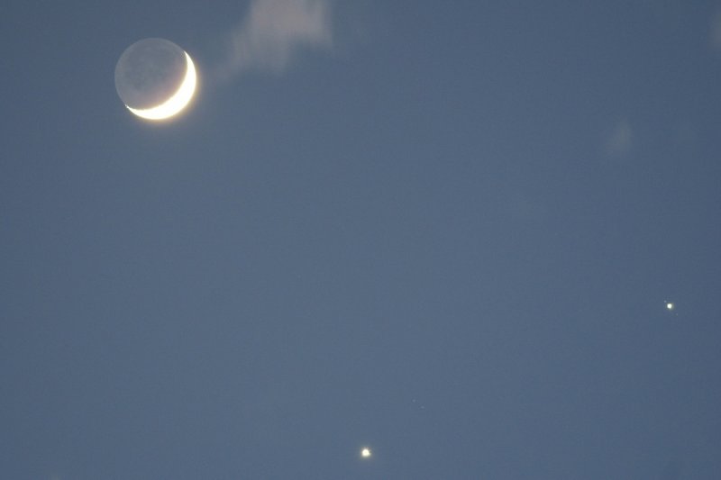 Crescent Moon, Venus, and Jupiter