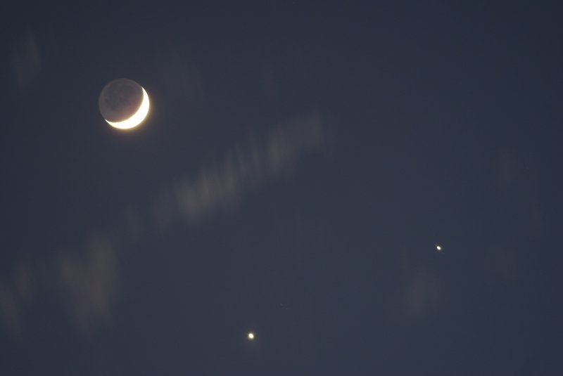 Crescent Moon, Venus, and Jupiter
