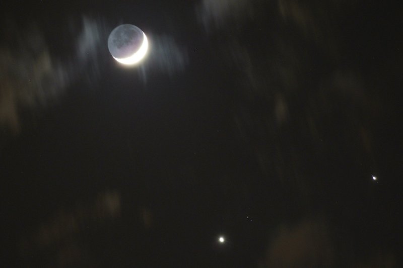 Crescent Moon, Venus, and Jupiter
