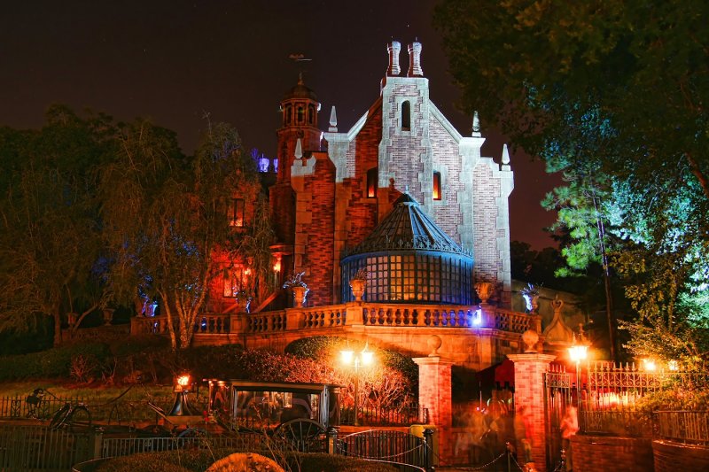 Haunted Mansion at night