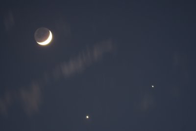 Crescent Moon, Venus, and Jupiter