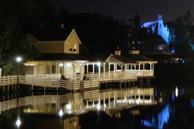 Aunt Polly's at night, and Haunted Mansion