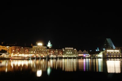 Boardwalk resort at night