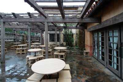 Pecos Bill patio on a rainy day