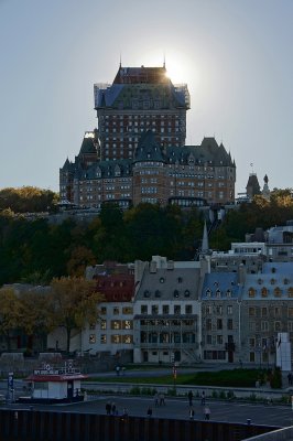 Chateau Frontenac backlit by the sun