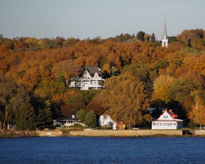 Beautiful fall color, small river town