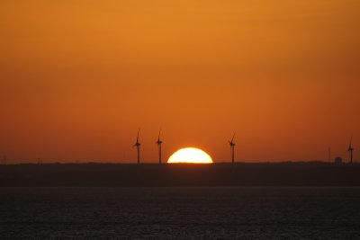 Sunset and windmills