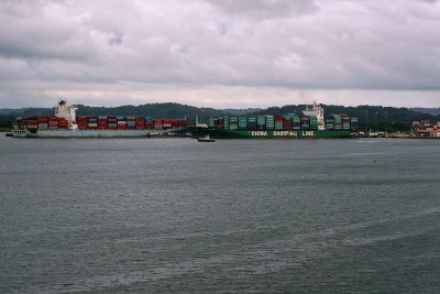 Gatun locks and ships transiting