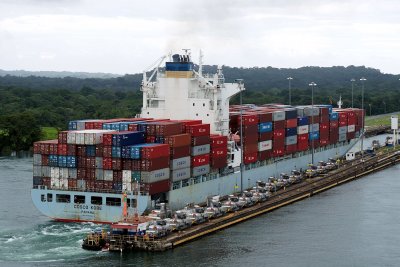Cargo ship entering Gatun locks