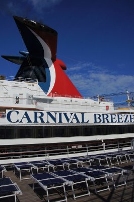 Carnival Breeze next to our deck chairs