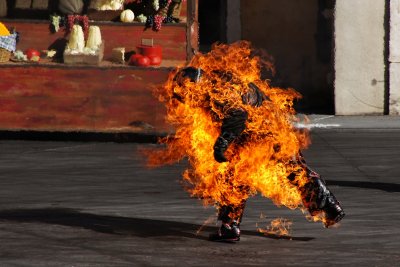 Flaming man stunt