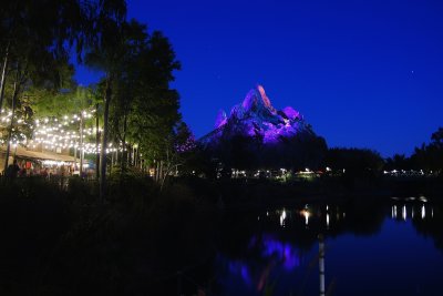 Everest over the lake, blue hour