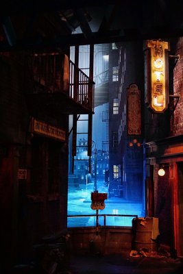 New York inner city alley at night