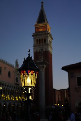 Lamp in Italy at dusk