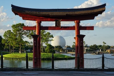 Torii gate and Spaceship Earth