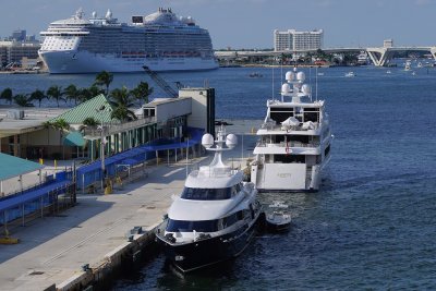 Yachts in Port Everglades, with cruise ship
