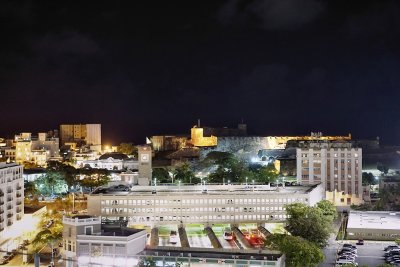 Old San Juan and Castillo San Cristobal, night