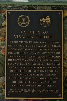 Plaque for Jamestown Virginia settlers