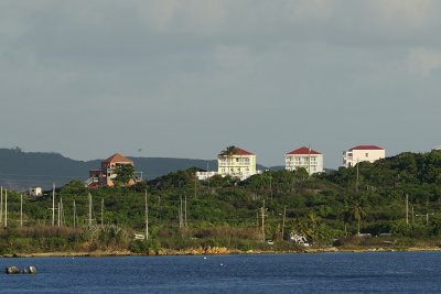 Buildings along St. Thomas oceanside shore