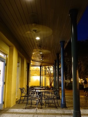 Port Orleans French Quarter patio at night