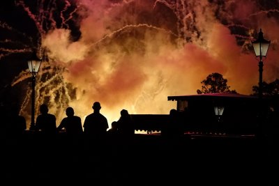 Silhouettes watching fireworks