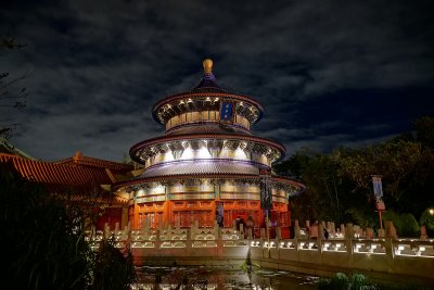 Chinese temple at night