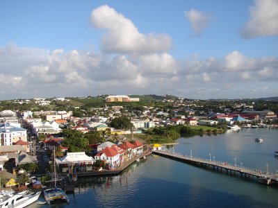 St. John pier and town