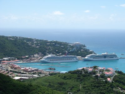 Looking down to docks at Charlotte Amalie, St. Thomas