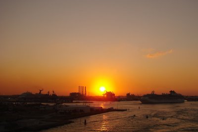 Port Everglades industrial sunset