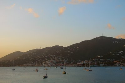 Sunset-kissed Charlotte Amalie harbor