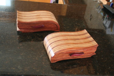 matched pair of wave bandsaw boxes