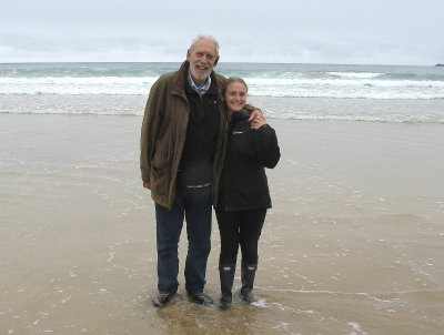 With Tara on Harlyn Bay beach.