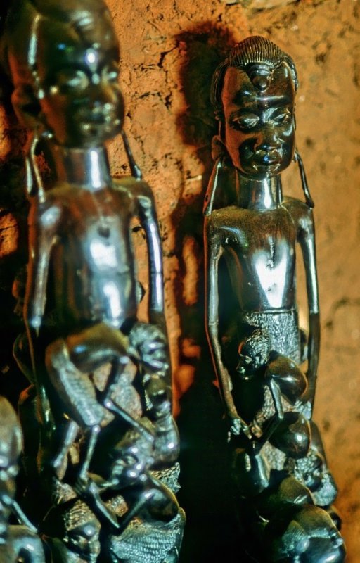 Mahogany Handicraft Inside a Dark Hut