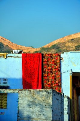 Red, Outside Blue Bramines' House