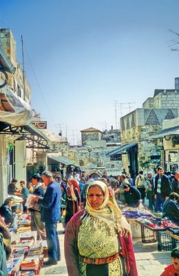 Palestinian Woman In Traditional Cloths Shopping