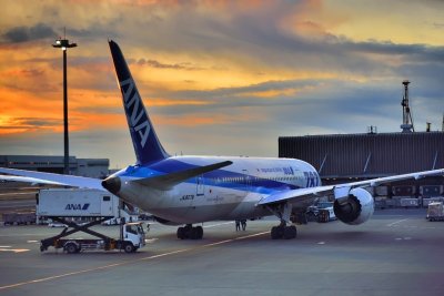 ANA's B-787-8, JA807A, At Sunrise