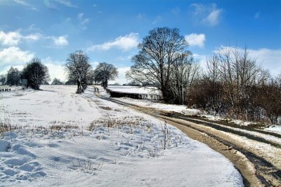 Sun and Snow On Fields