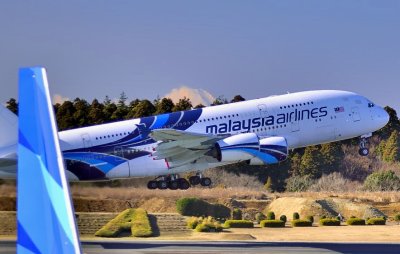Malaysia A380, 9M-MNA, Climbing In Front Of Fuji San