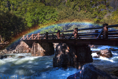 Yosemite Falls Bridge Rainbow Mist