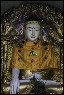 Schwedagon pagoda, Yangon Buddha w cloth clothes.jpg