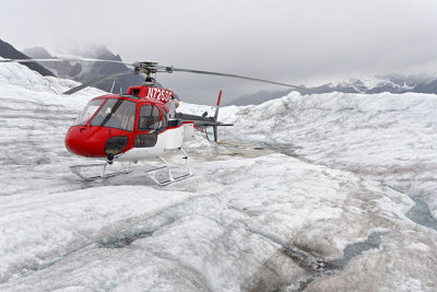Helicopter on the Yanert Glacier