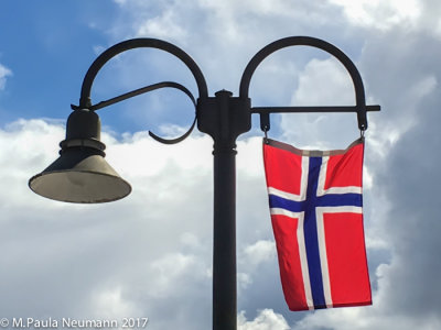 Norwegian flag flying in Petersburg